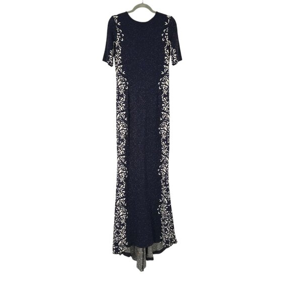 St. John Navy Glitter Knit Maxi Dress - Picture 1 of 8